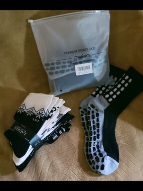 Premium  Socks 6 Pair Black/Grey Grip Socks   6 Pair Ralph Lauren